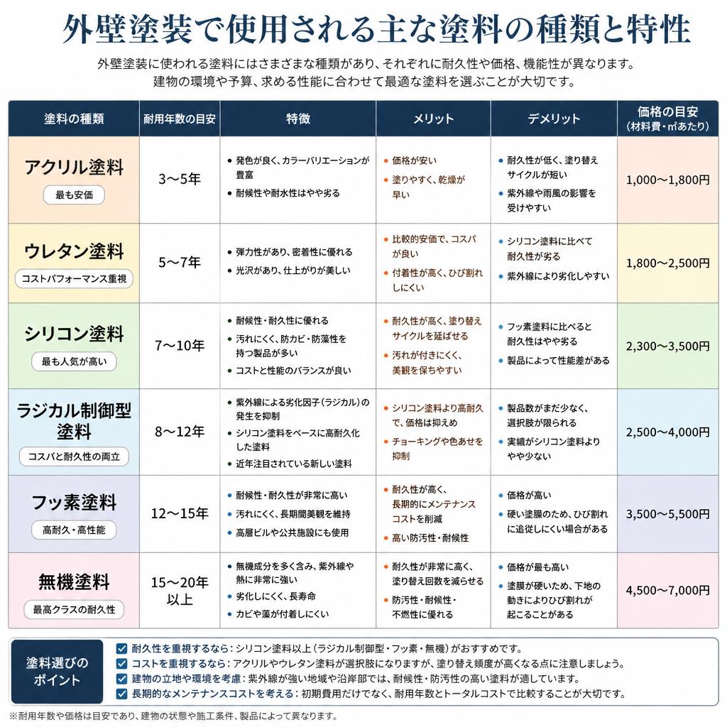 塗料の種類と特徴