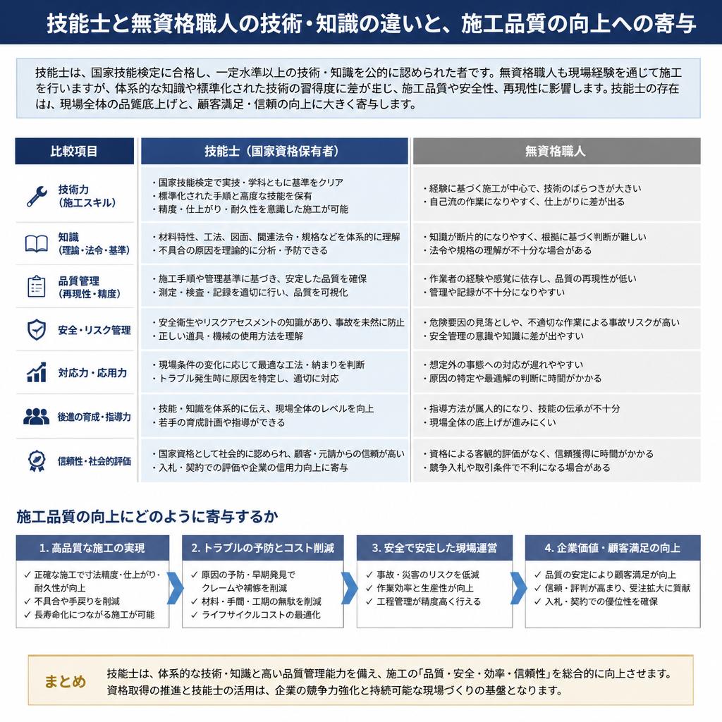 無資格職人との違い