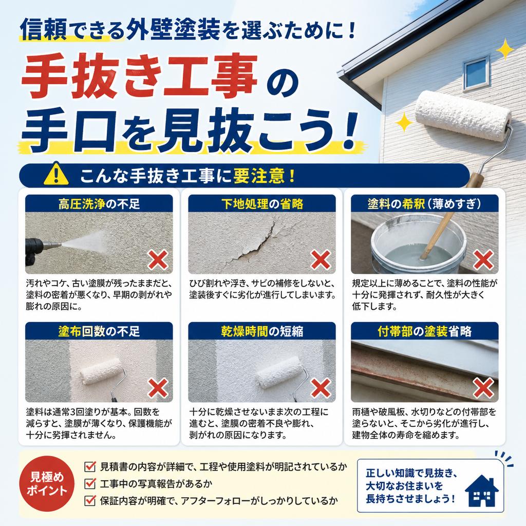 信頼できる外壁塗装を選ぶために！手抜き工事の手口を見抜こう！