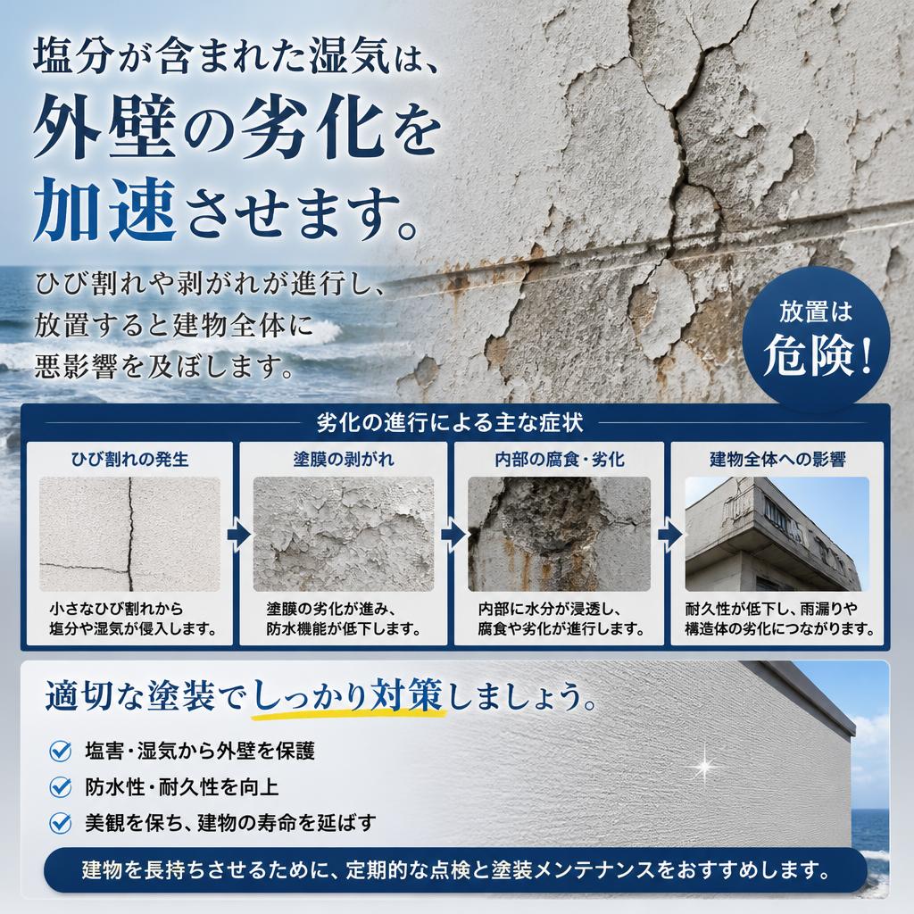 塩害が外壁に与える影響