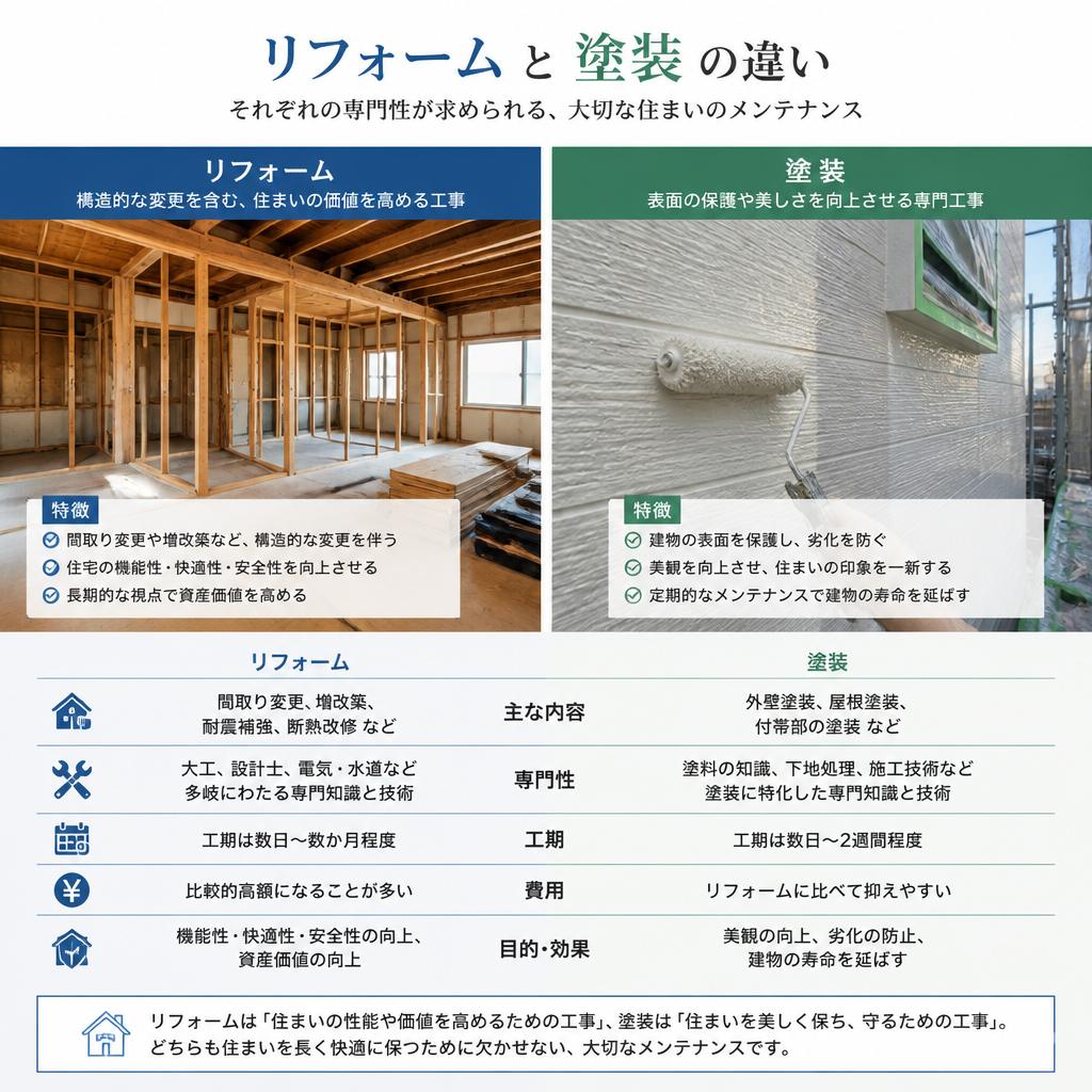 リフォームと塗装の違い