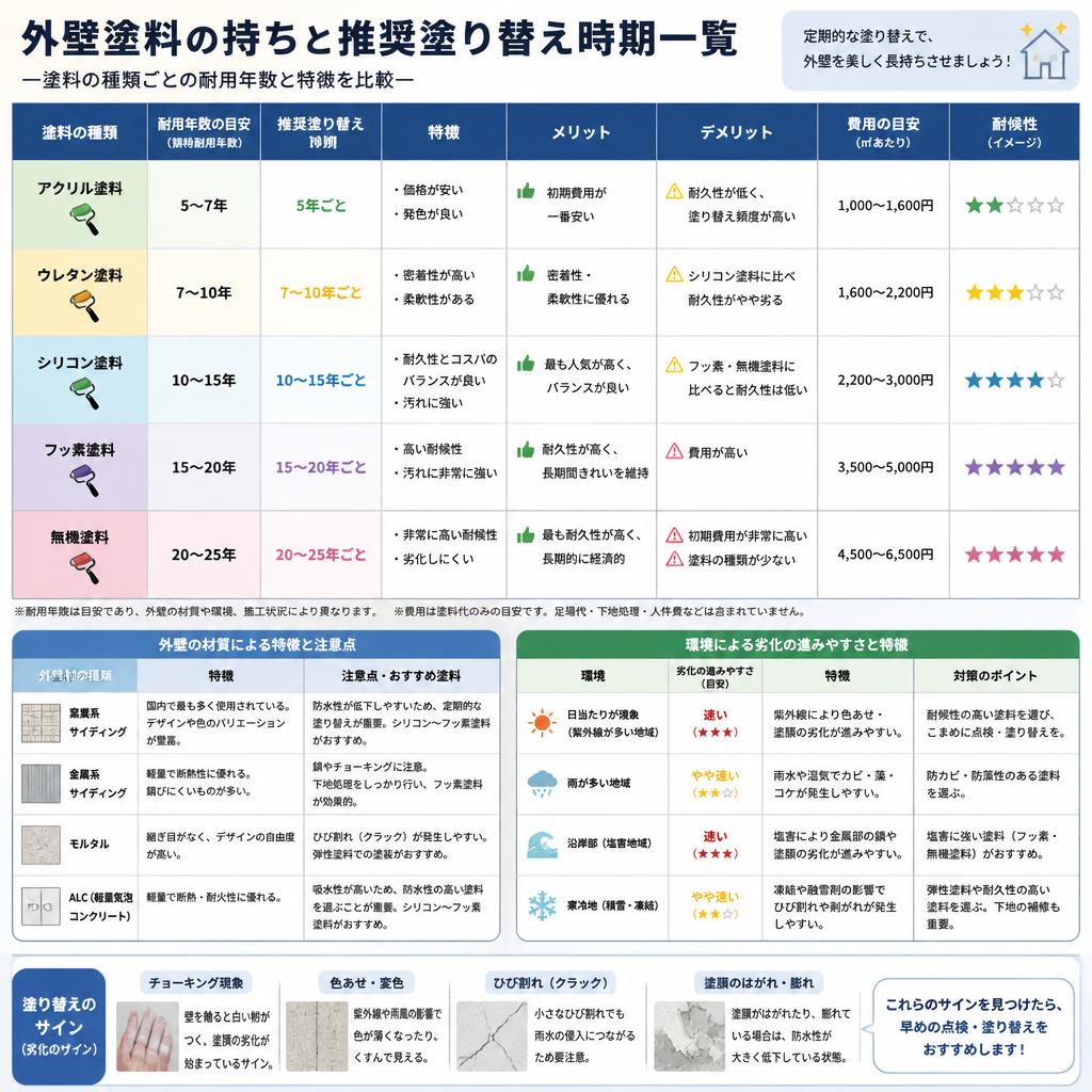 寿命別塗料一覧表
