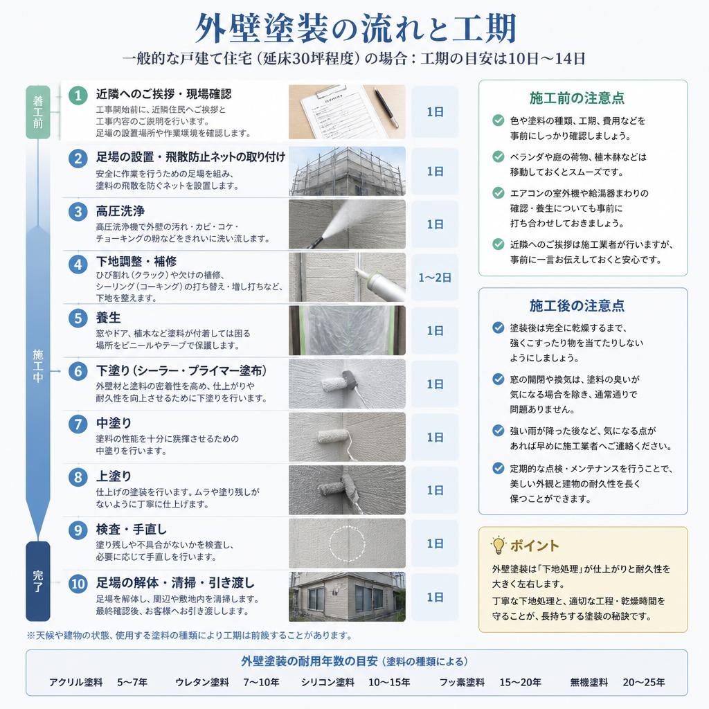 施工の流れとタイムライン