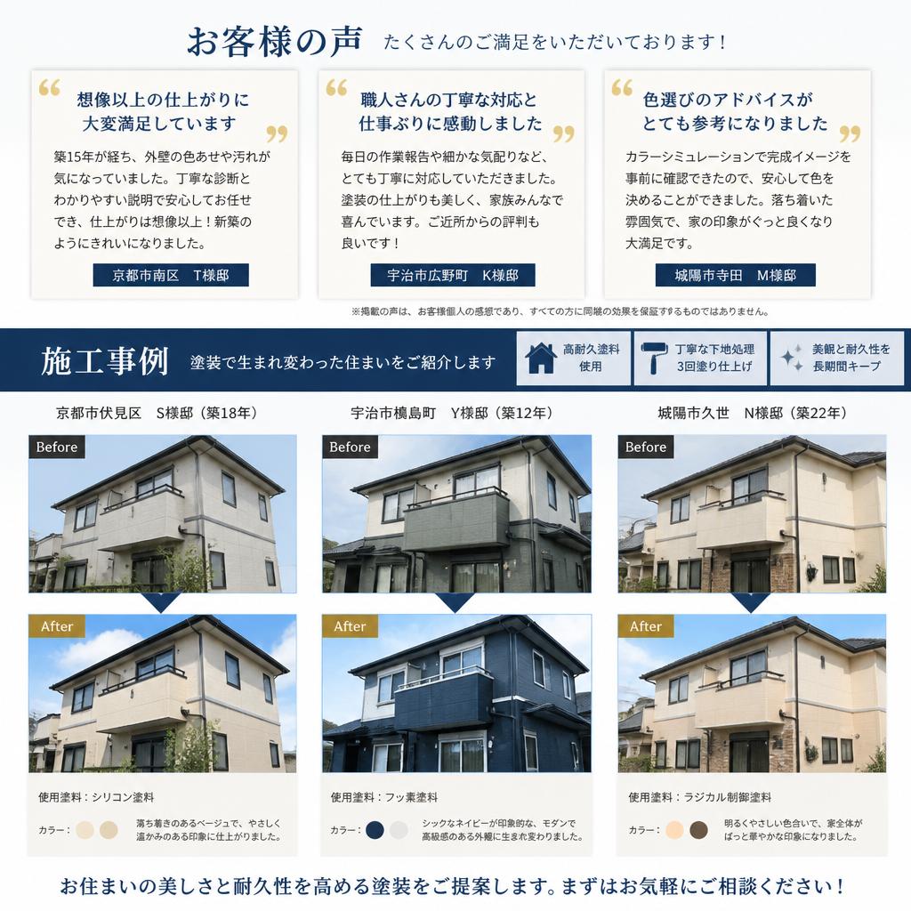 お客様の声と施工事例