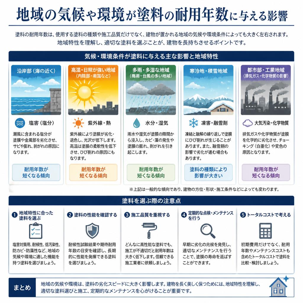 環境と塗料耐用年数の関係